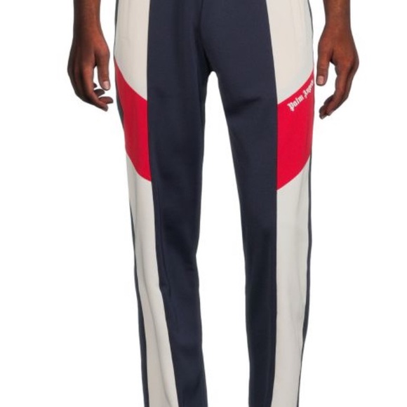 Palm Angels Blue and Red Sweatpants with Color-Blocked Design